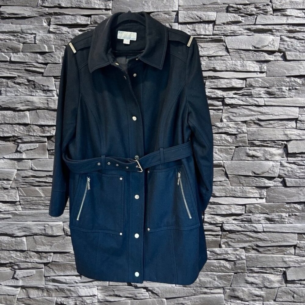 Micheal kors wool blend black belted coat size 18W